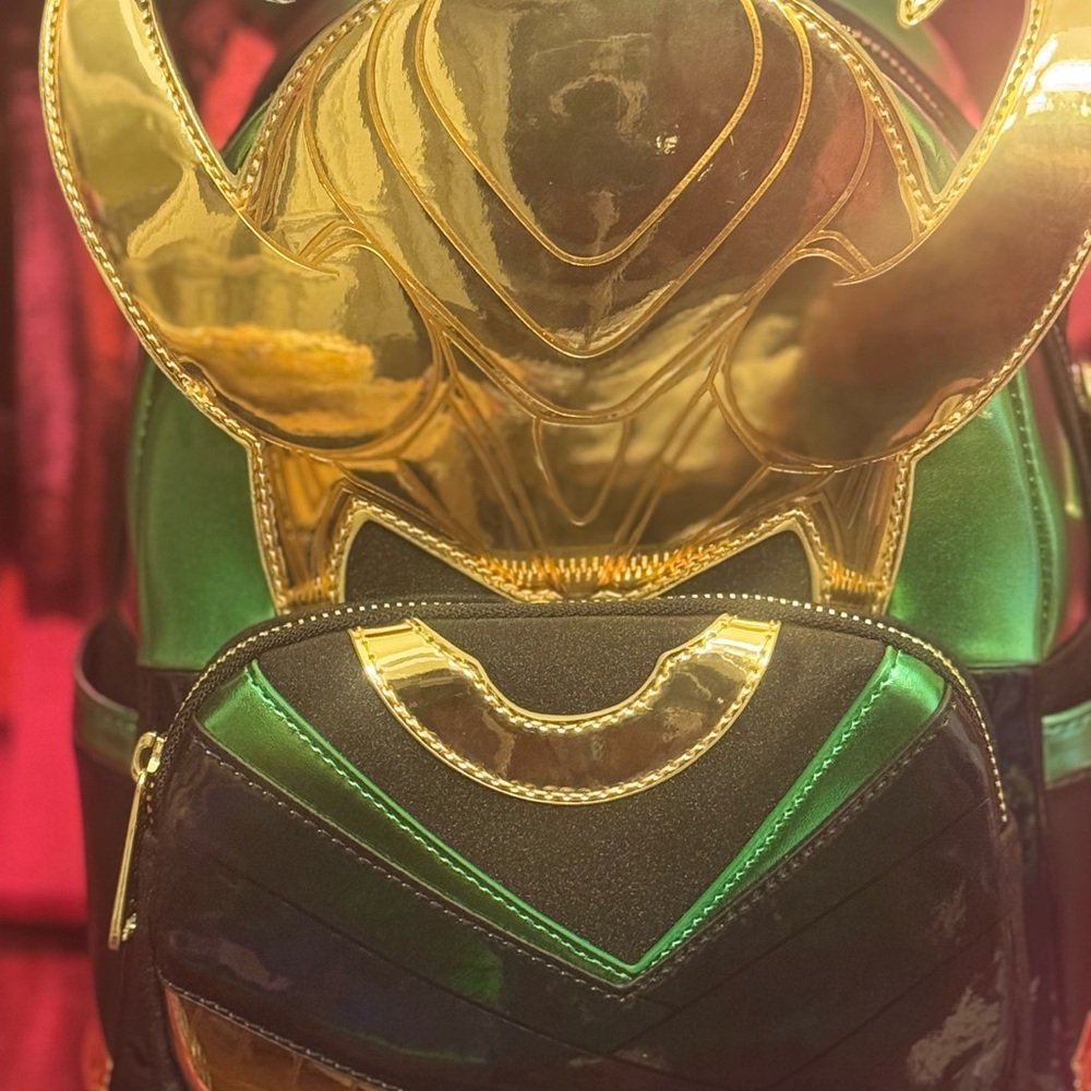 Loungefly Marvel Shine Metallic Loki Cosplay Mini Backpack